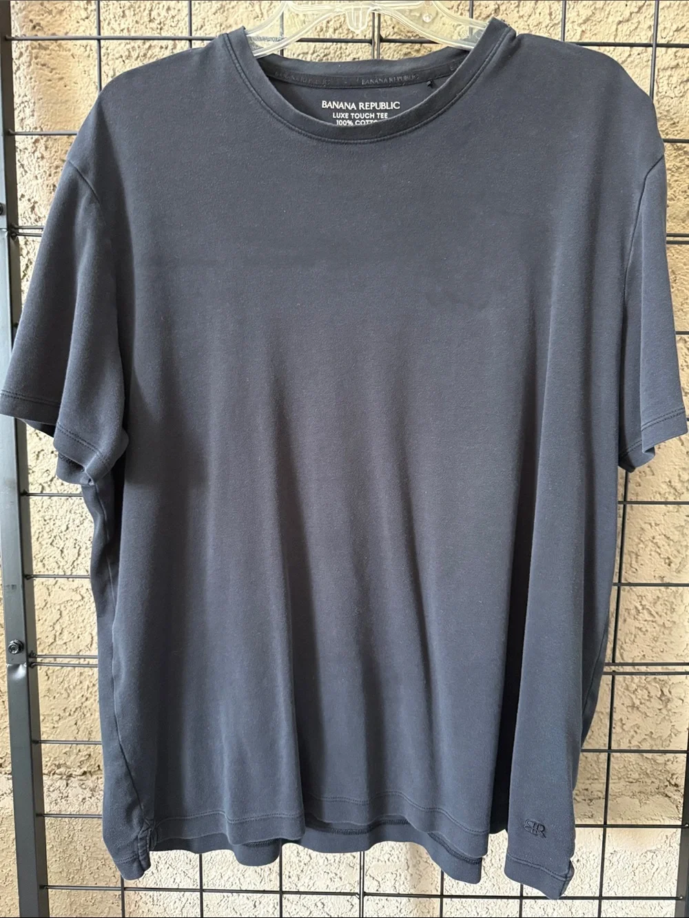Banana Republic Men's Charcoal Crew Short Sleeve Cotton Tee